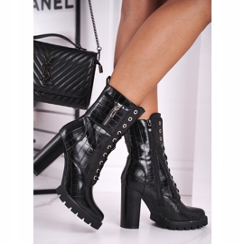 FE1 Ženske čizme na visoku petu Crna Bregma crno 2