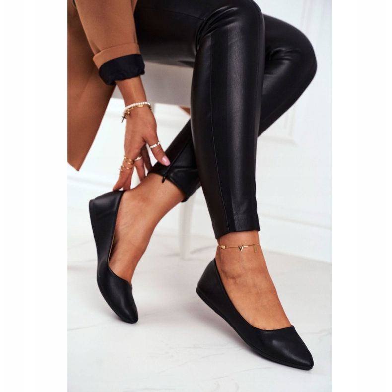 PS1 Elegantne ženske balerinke Black Maude crno 2