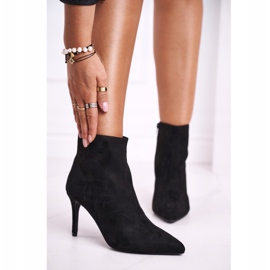 FB1 Ženske čizme na antilop visokoj peti crni Beneco crna 1