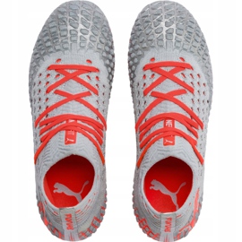 Kopačke Puma Future 4.1 Netfit Fg Ag Jr srebrno-crvena 105692 01 siva 1