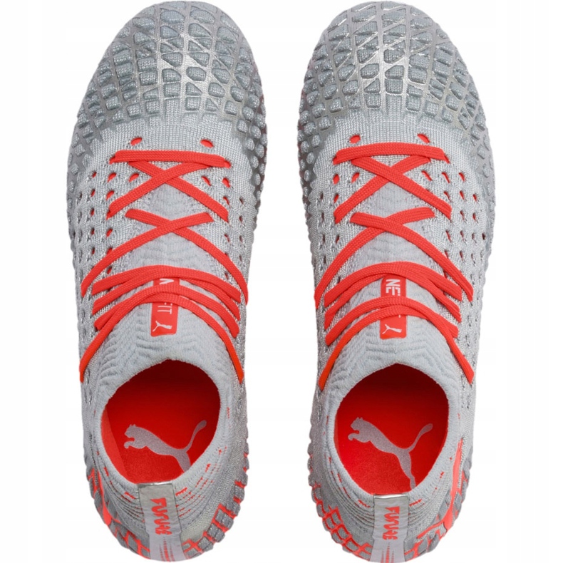 Kopačke Puma Future 4.1 Netfit Fg Ag Jr srebrno-crvena 105692 01 siva 1