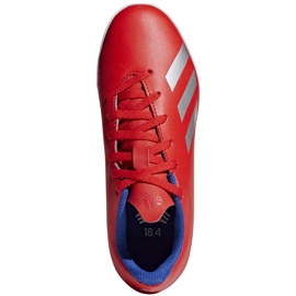Crvene nogometne cipele Adidas X 18.4 Tf Jr BB9417 višebojan crvena 1