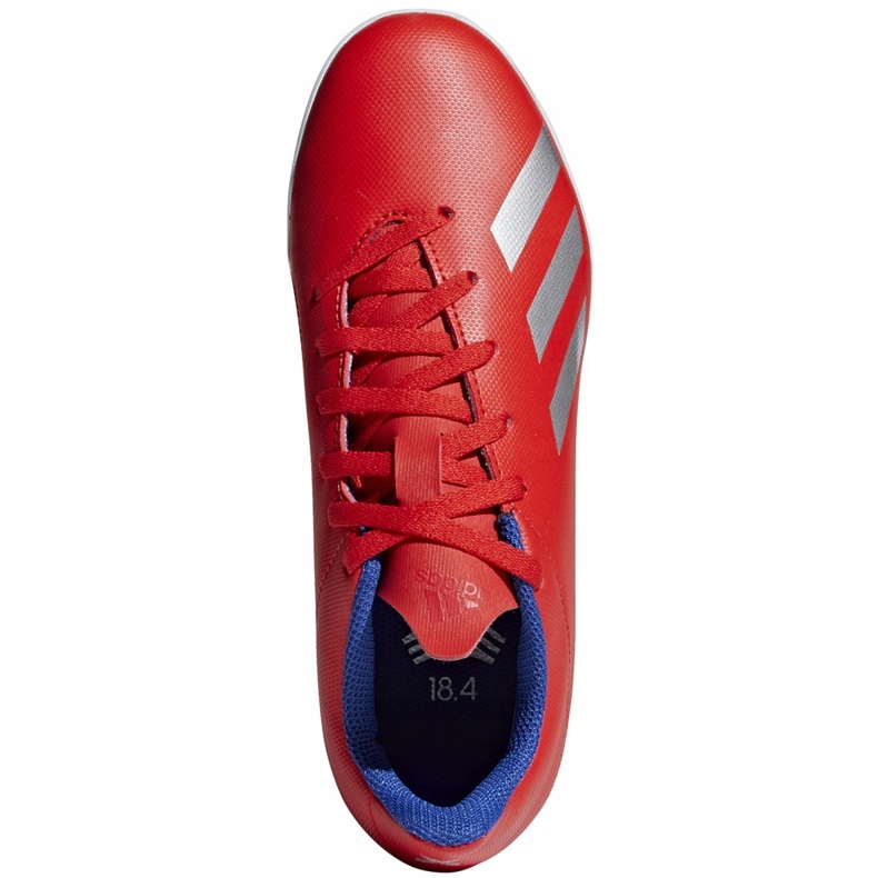 Crvene nogometne cipele Adidas X 18.4 Tf Jr BB9417 višebojan crvena 1