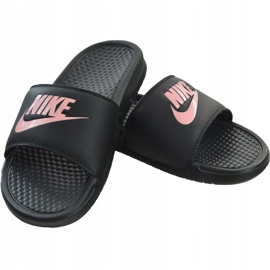 Nike Benassi Just Do It 343881 007 ženski tobogan crno ružičasta 1