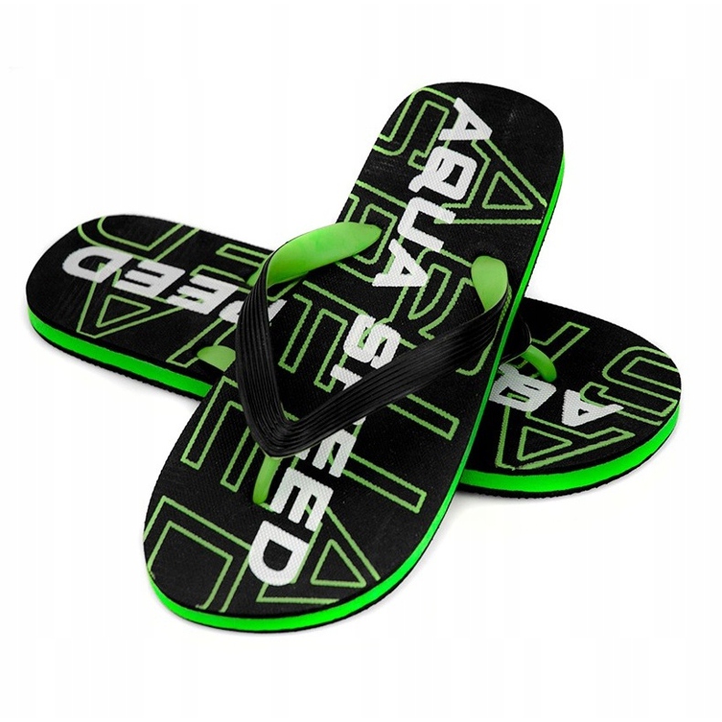 Aqua-Speed ​​Rhodes crne i zelene muške papuče, broj 38 crna zelena 1