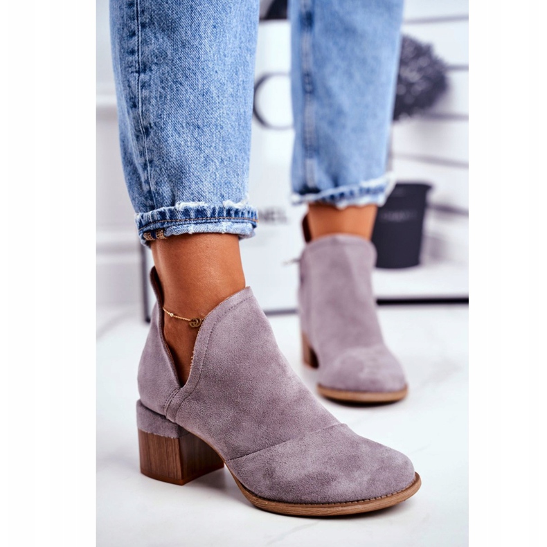 MSMG Ženske čizme na visoku petu izrezale su sive mini meliore siva 2