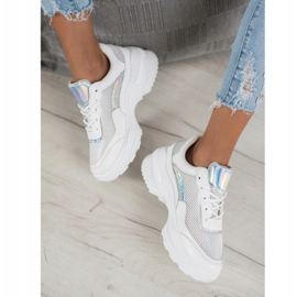 SHELOVET Modne bijele tenisice bijela srebro 2