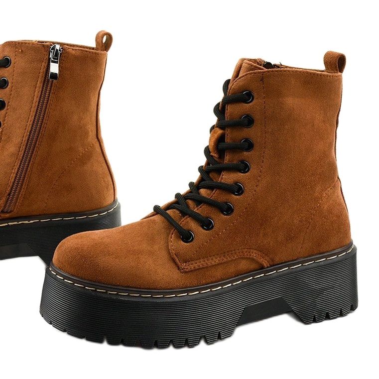 Smeđe čizme od antilopa na vezicu Cataela smeđa 1