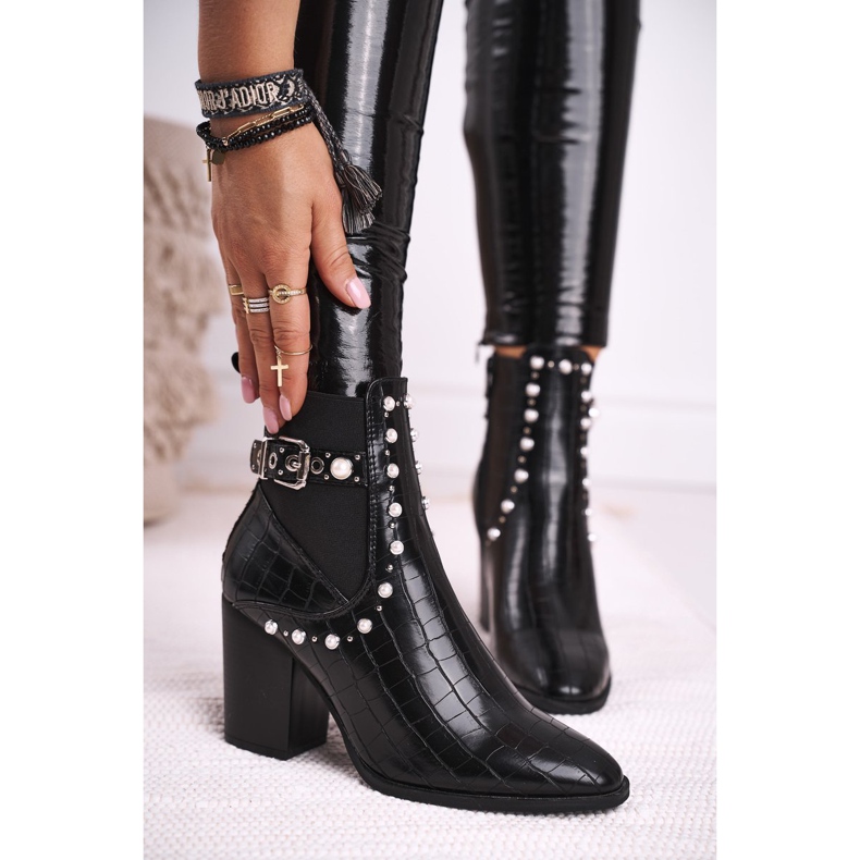 FRERY Ženske čizme na petu Pearl Black Verbos crno 1