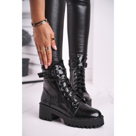 FRGIV Lakirane ženske crne čizme na gore crna 1