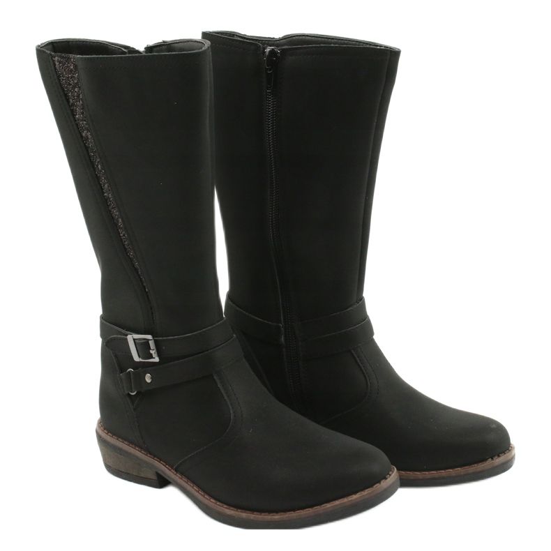 American Club Duge čizme sa sjajnim crnim američkim GC24 / 20 crna 3