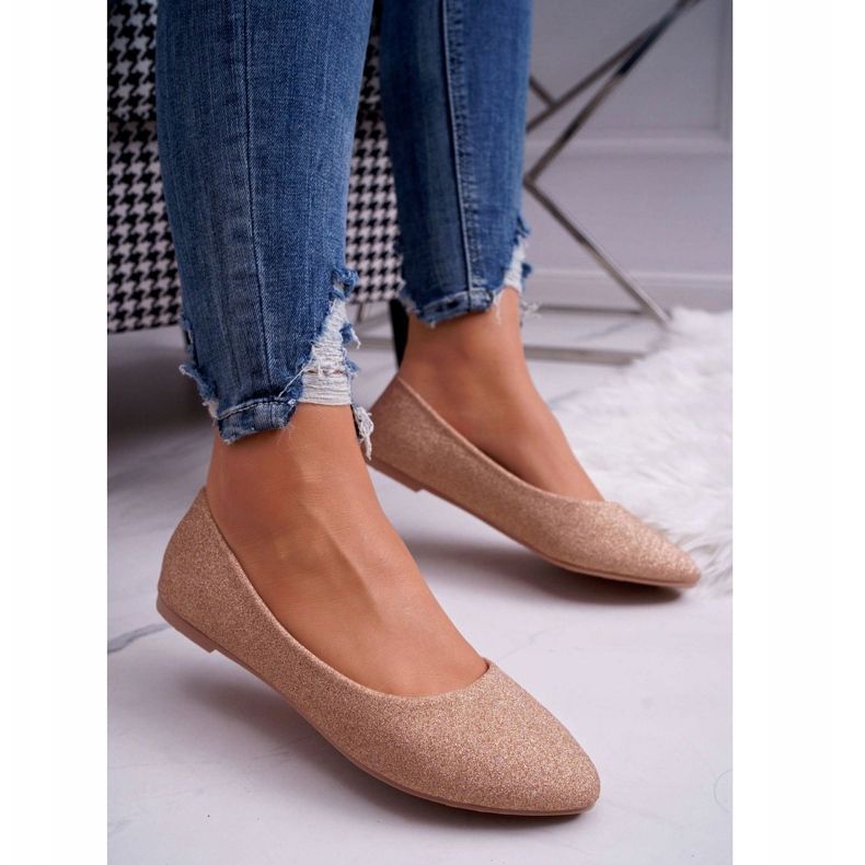 SEA Ženske balerinke sa sjajem ružičasto zlato Fifi zlatna 1