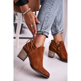 Ženske čizme na petu Maciejka proljetna koža crvena 04812-29 smeđa 2