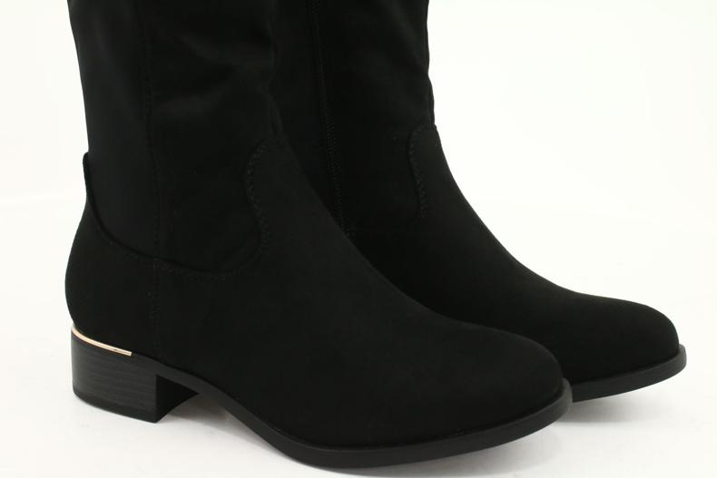 Evento Čizme od antilopa sa zlatnom kopčom crno 4