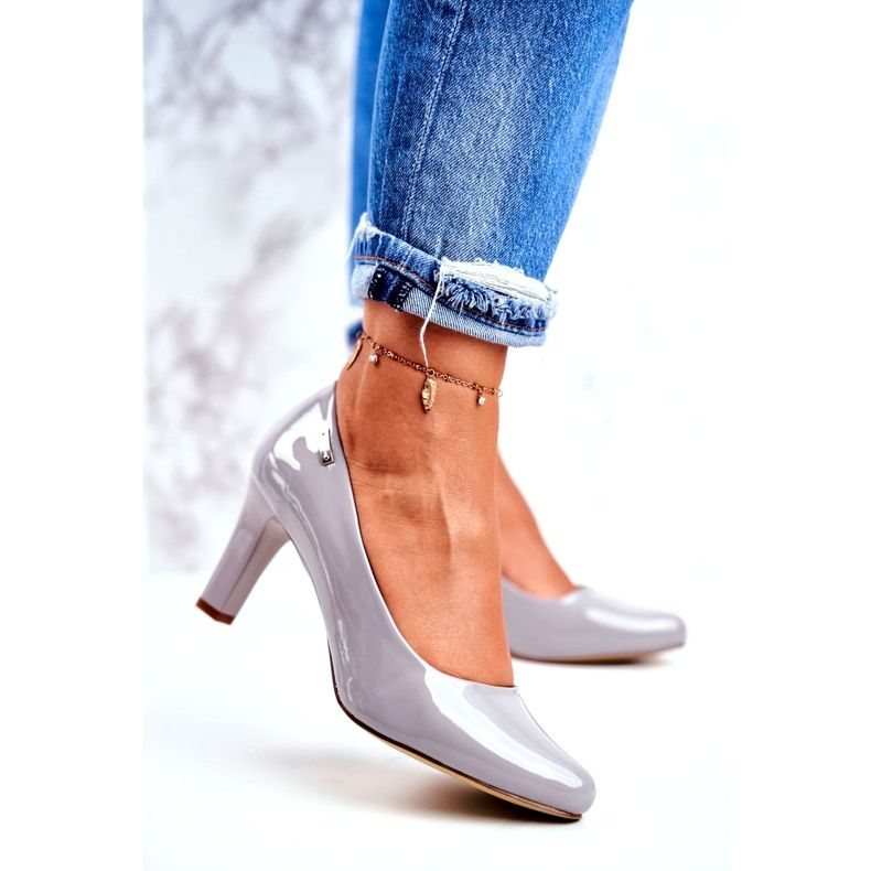 Ženske pumpe Sergio Leone Grey Lacquered Orsola siva 1