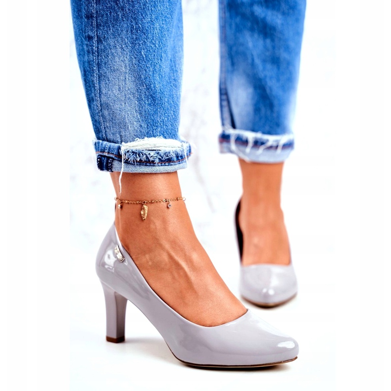 Ženske pumpe Sergio Leone Grey Lacquered Orsola siva 4