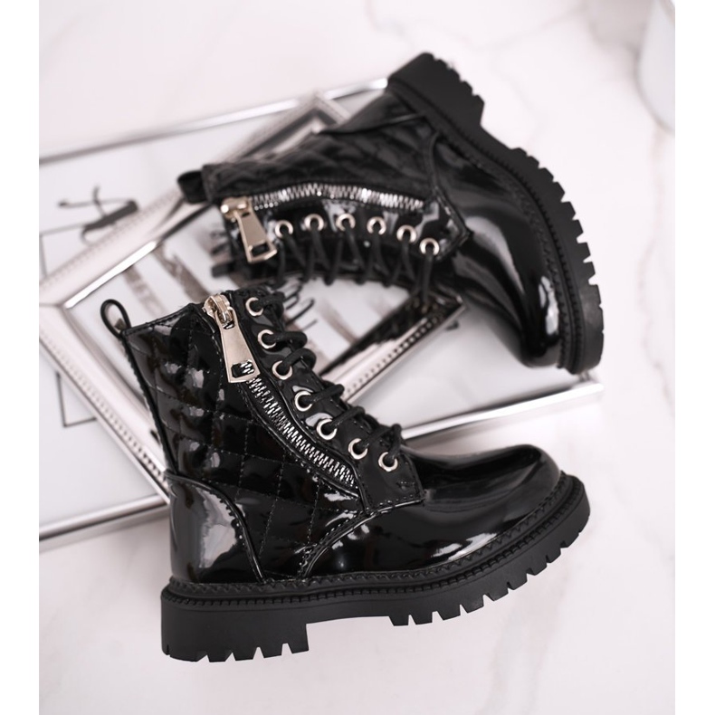 FRROCK Dječje čizme zagrijane krznom, lakirane u crnoj boji Reci ti 1