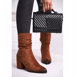 Vinceza Ženske čizme s gornje strane, debele od eko-antilopa, debele na peti smeđa 2