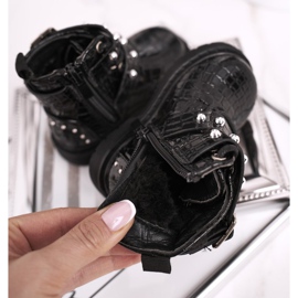 FRROCK Dječje čizme zagrijane krznom, lakirane crne Marije crna 1