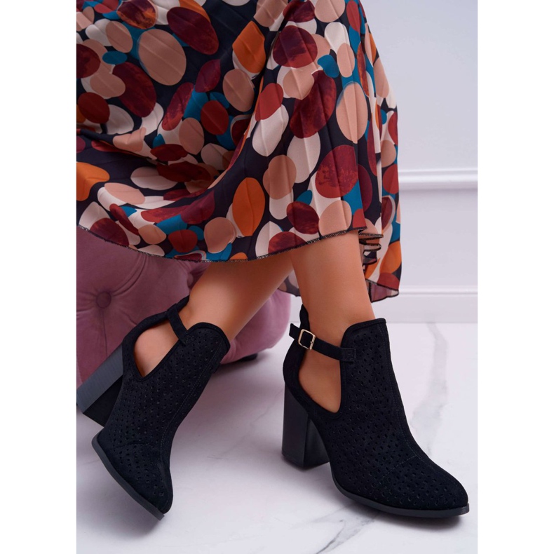 Bellucci Ženske čizme na petu Ažur s izrezima Crna GoodDay 2