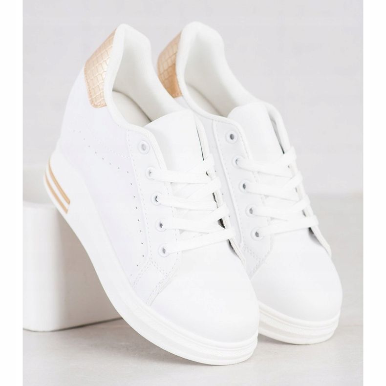 SHELOVET Sportske cipele na klin bijela zlatna 2