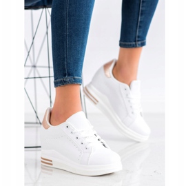 SHELOVET Sportske cipele na klin bijela zlatni 2