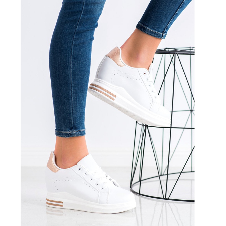 SHELOVET Sportske cipele na klin bijela zlatna 1