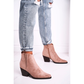 FB2 Ženske čizme s visokom potpeticom Khaki Loud bež ružičasta 1