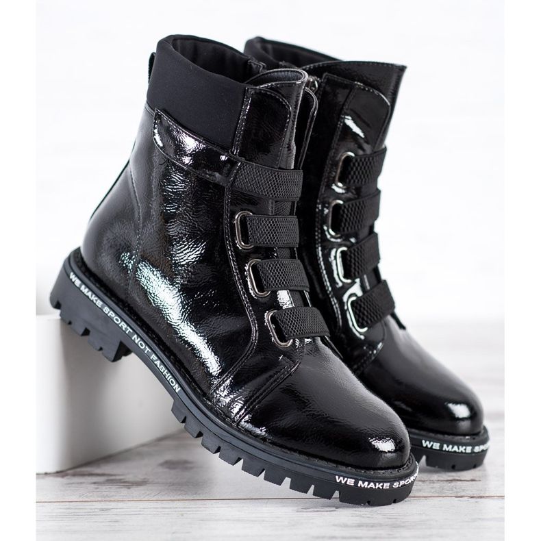 Goodin Lakirani radnici s gumicom crna 1