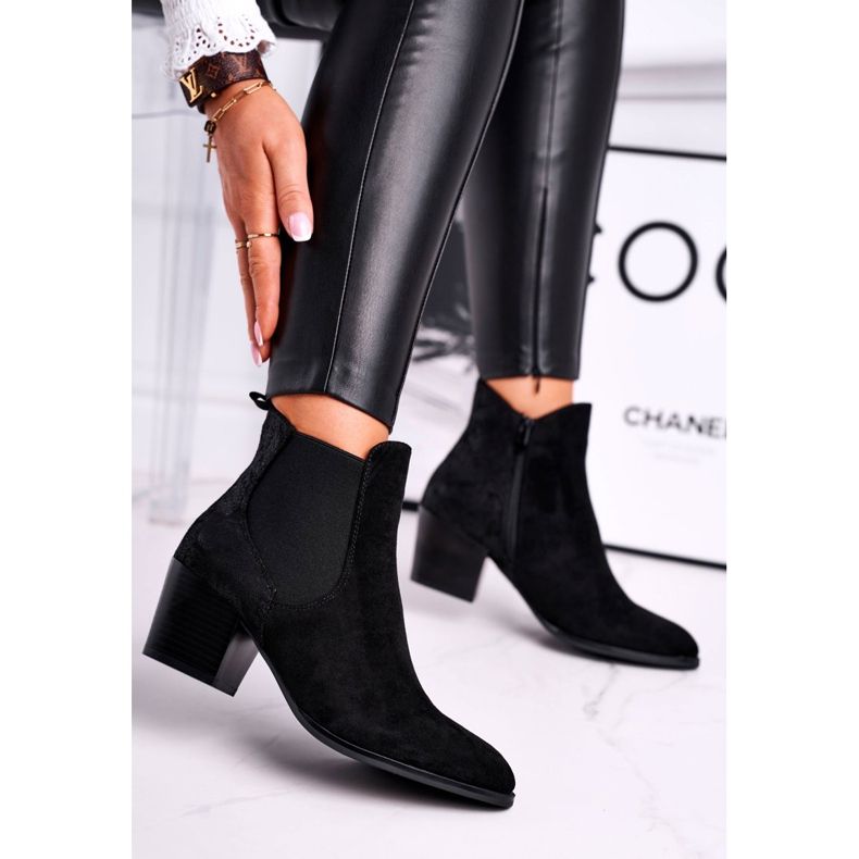 Ženske čizme na visoku petu Sergio Leone antilop crna BT613 2