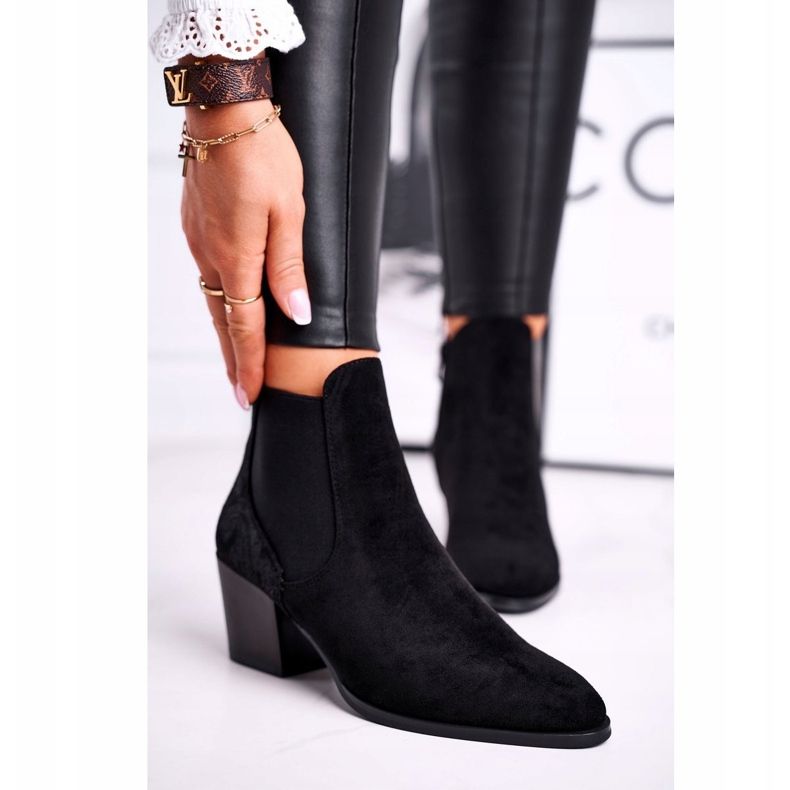 Ženske čizme na visoku petu Sergio Leone antilop crna BT613 1