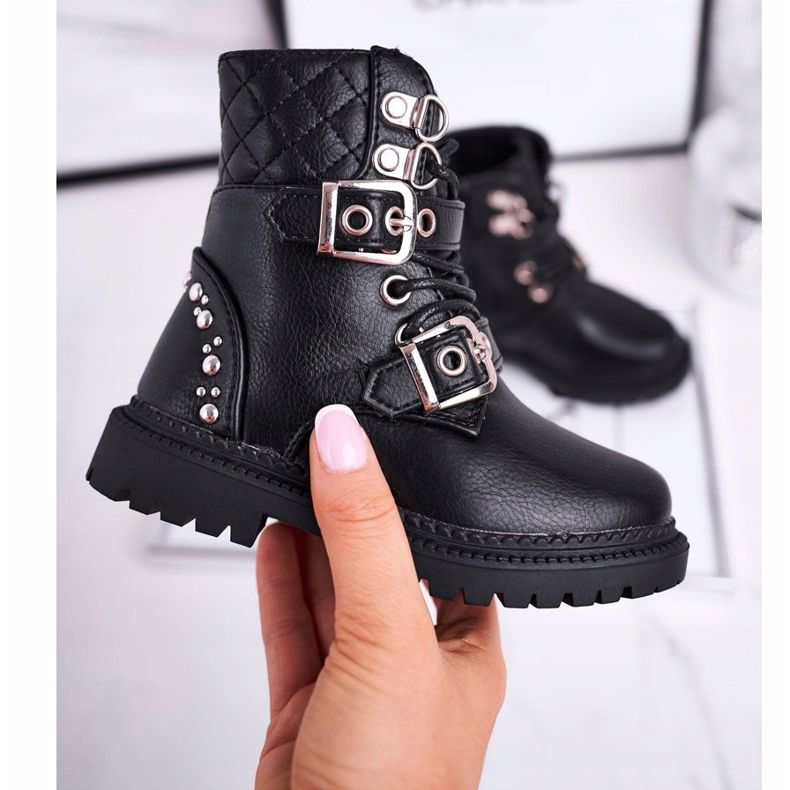 FRROCK Dječje čizme zagrijane krznom Black Dolly crna zlatni 1