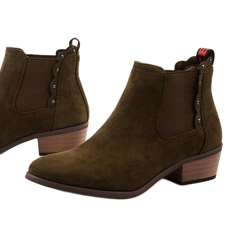 Khaki ravne gležnjače Nilanda izolirane čizme smeđa kaki 1