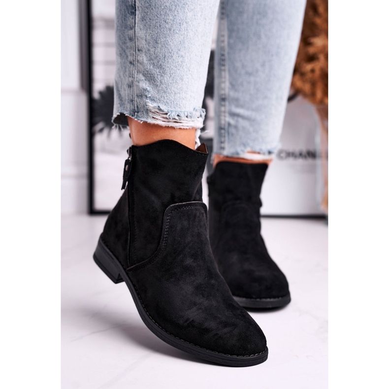 Ženske kaubojske čizme na ravnu petu crne Plemmi crna 1