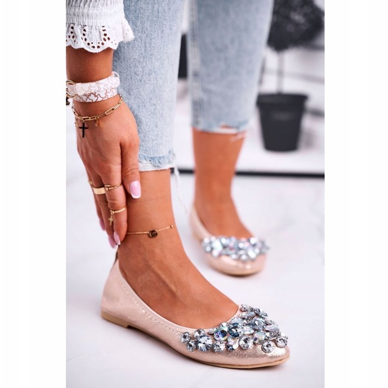 PS1 Ženske balerine sa zlatnim kristalima zlatna 1