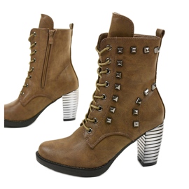 Khaki čizme na stupu od eko kože F117 kaki zelena 1