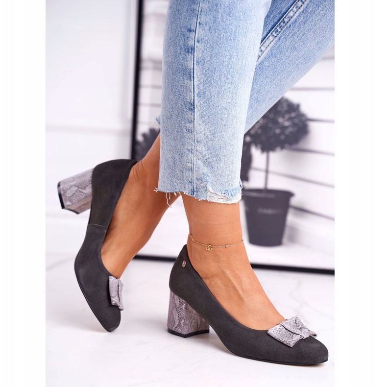 Ženske pumpe Maciejka Suede Graphite 3356A-43 / 00-1 višebojan 2