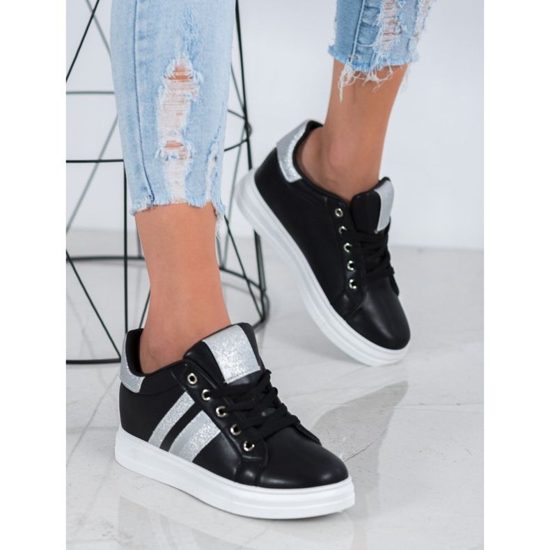 SHELOVET Sportske cipele na klin crno 2