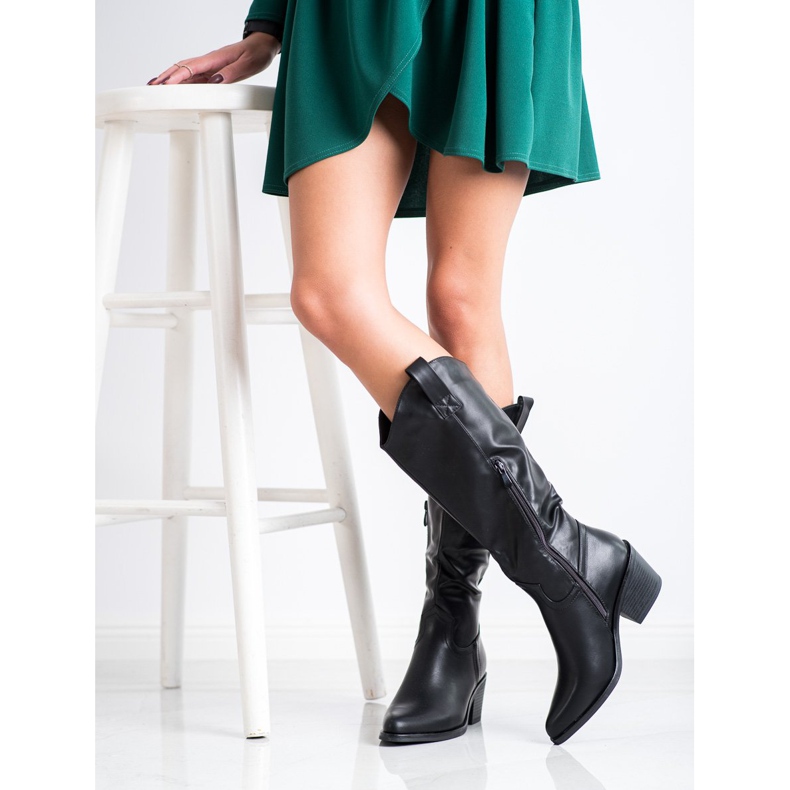 SHELOVET Crne kaubojske čizme crno 1