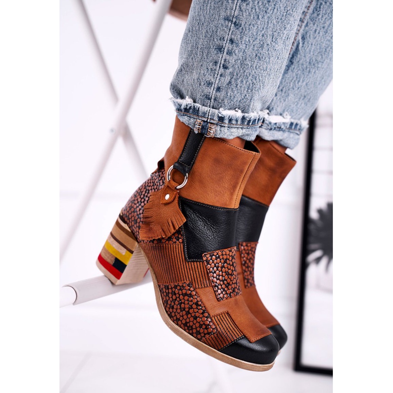 Ženske kožne čizme Maciejka Rude 04635-29 smeđa raznobojna 2