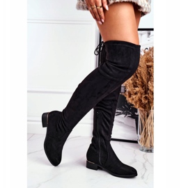 FRBS Ženske čizme od eko-antilopa preko koljena Black Dove crna 2