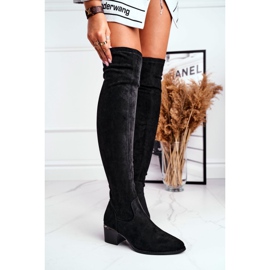 FRBS Ženske čizme do koljena Eko-antilop crni indigo crno 1