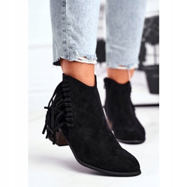 Ženske čizme na petu s resama Crne kaubojske čizme Mirage crno 2