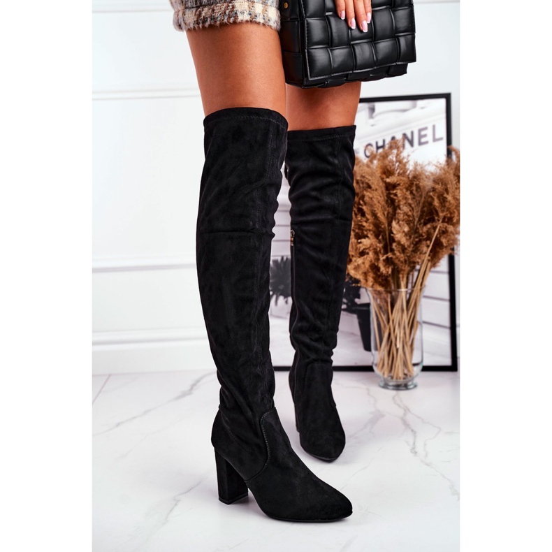 Ženske čizme do koljena Eko-antilop Crna Prvi put crno 1