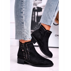 Ženske čizme na zakovicama na štiklu Black Control crna 2