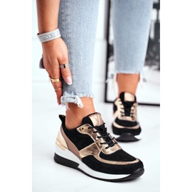 Vinceza Ženske sportske cipele kožne crne i zlatne 21-7777 crna 1