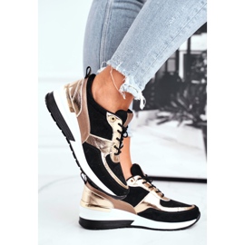 Vinceza Ženske sportske cipele kožne crne i zlatne 21-7777 crna 2