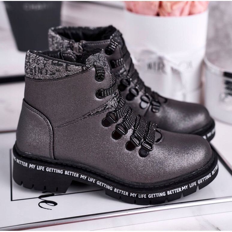 Dječje čizme za mlade sa pahuljicom sive boje ovčje kože siva 1