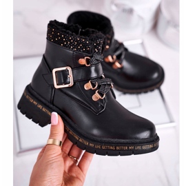 Dječje omladinske čizme Black Rhythm s ovčjom kožom crna 2