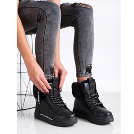 Weide Vezane čizme s krznom crna 1